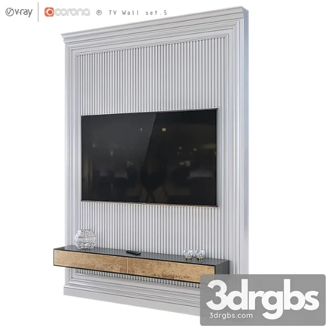 Set TV Wall 5 3D Model Free