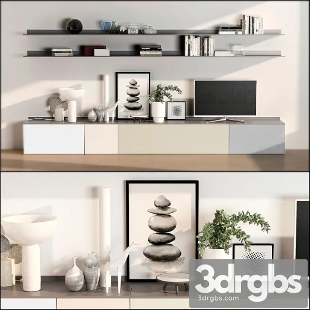 Set TV Wall 6 3D Model Free