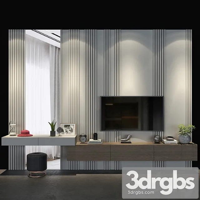Set TV Wall 64 3D Model Free