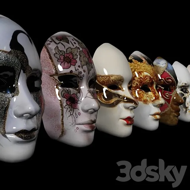 Set Venetian masks 3DModel