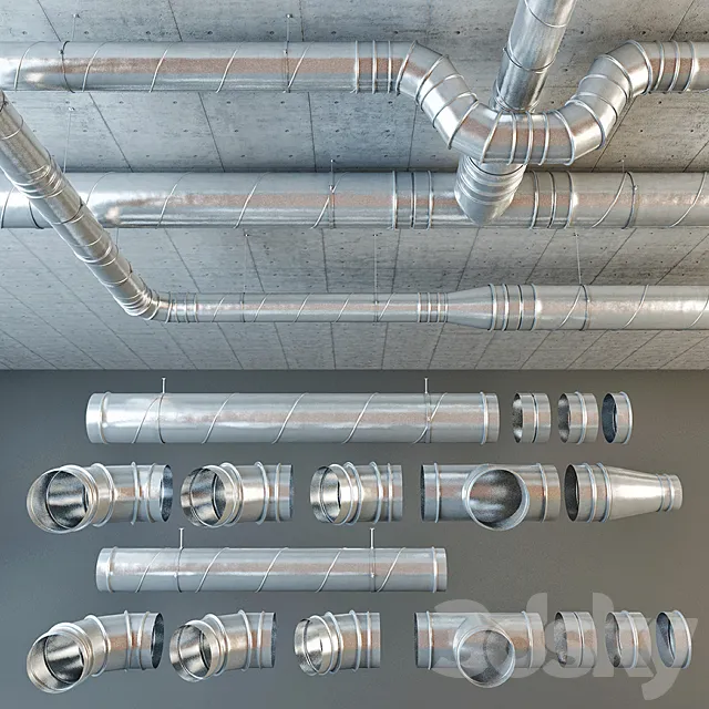 Set ventilation pipes 3DModel