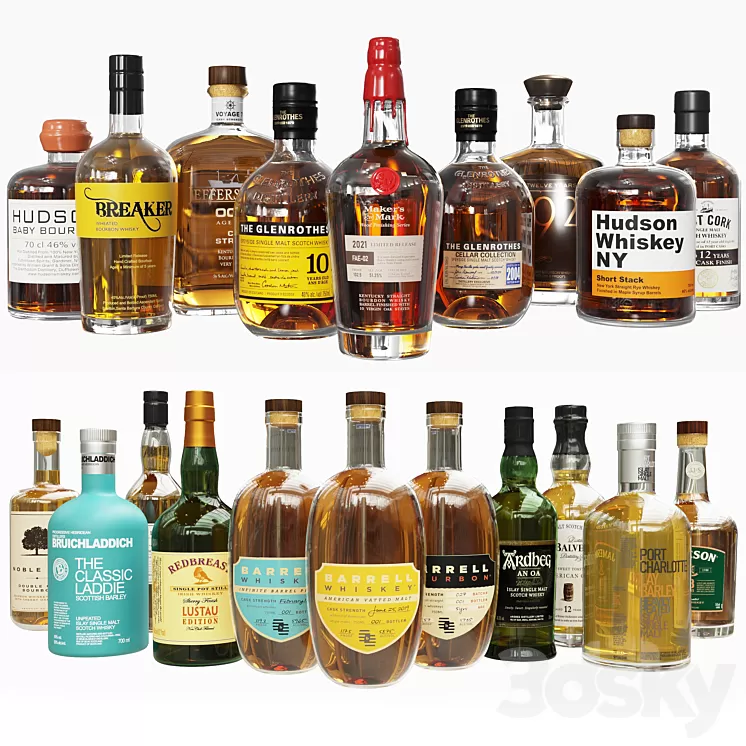 Set whiskey 01 3D Model Free