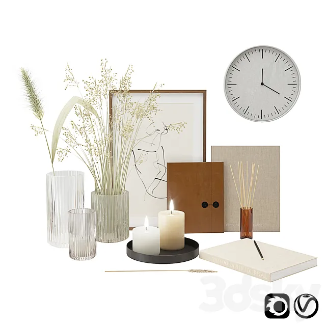 Set with grass and candles 3DModel
