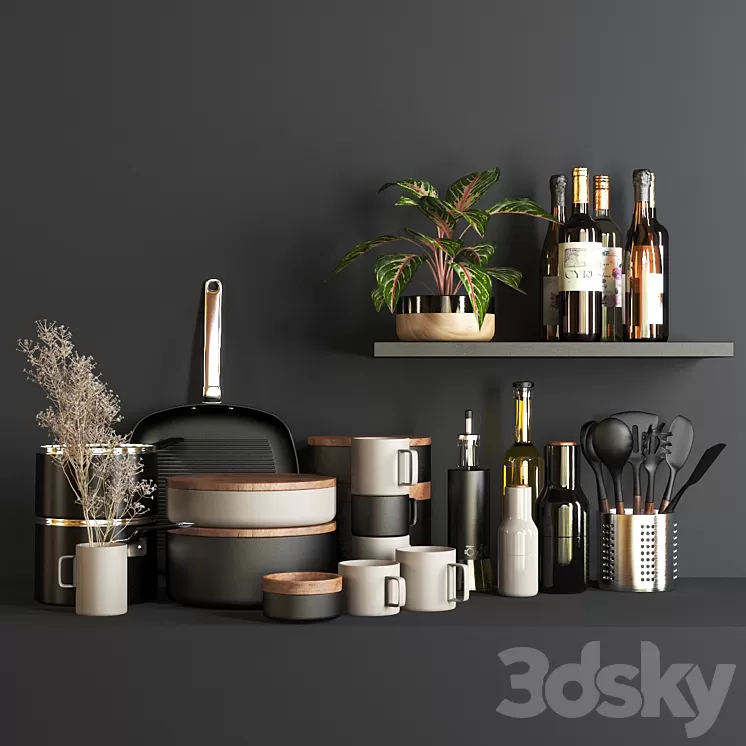 set1133- kitchen black4 3D Model