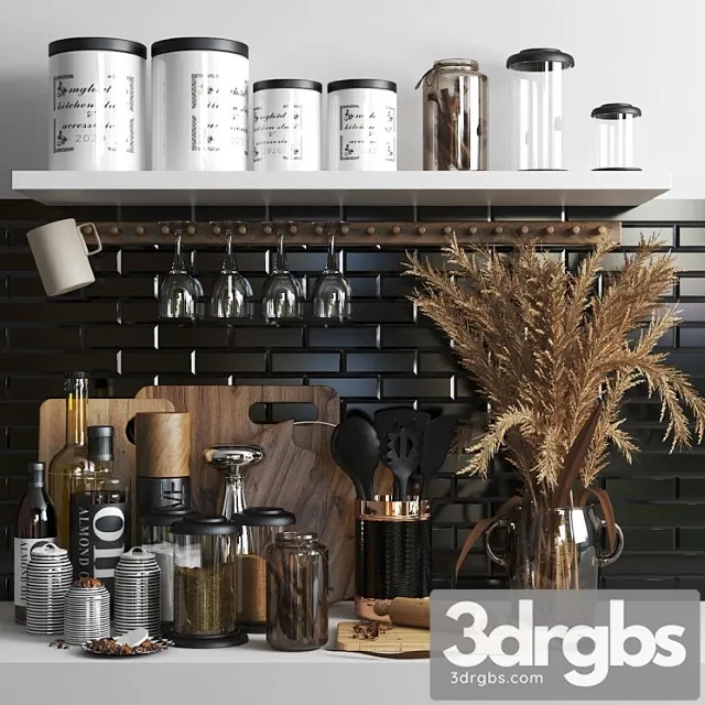 Set1218 -kitchen brown 3D Model Free