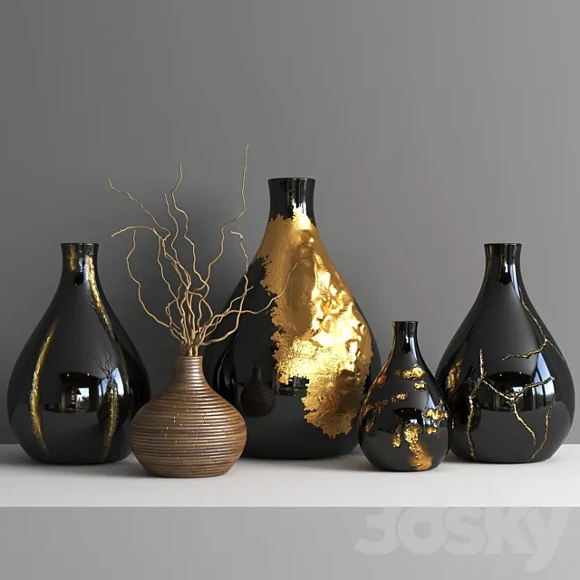 set1259- golden vases2 Free Download