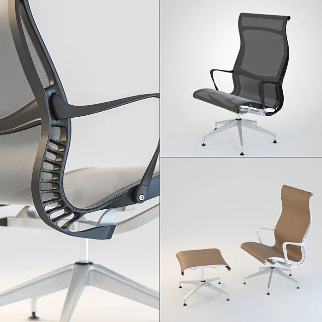 Setu Lounge Chair and Ottoman 3D Model