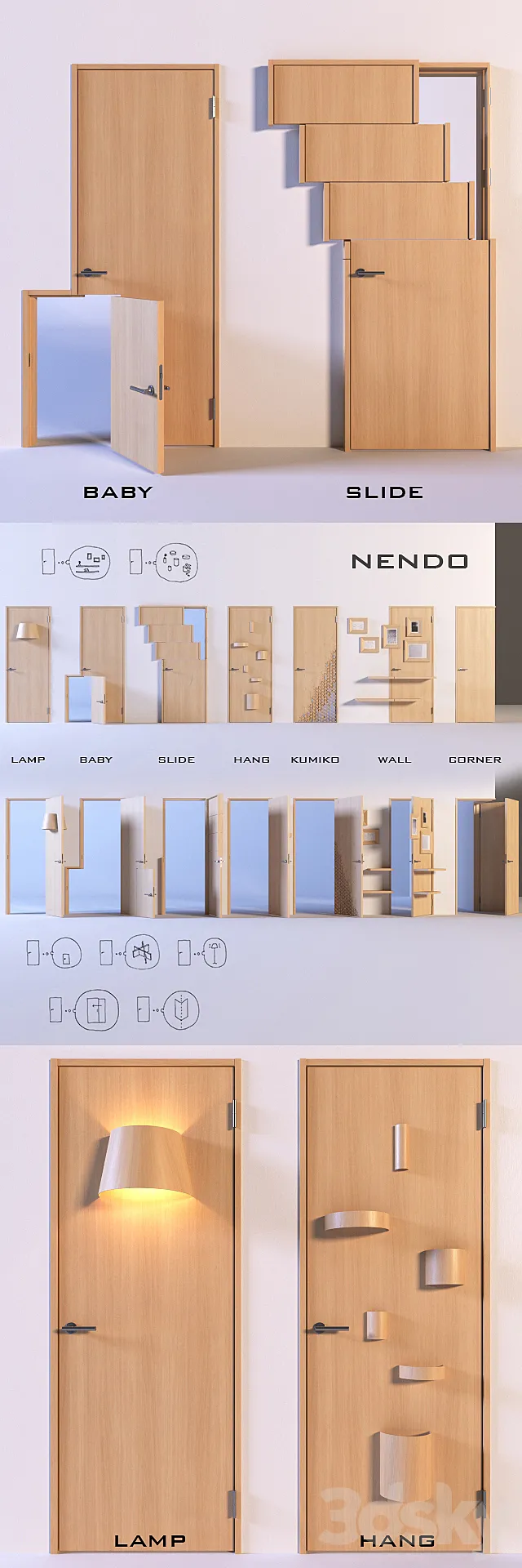 Seven Doors by Nendo - seven door designs 3D Model