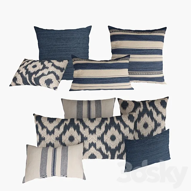 Sevilla Braided Stripe Pillows by Restoration Hardware 3D Model