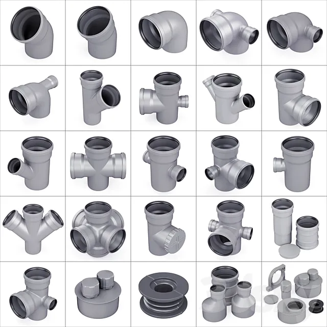 Sewer pipes collection counstraction _ Sewer fittings constructor 3D Model