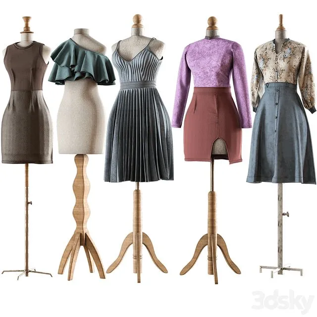 sewing mannequin with clothes 3D Model