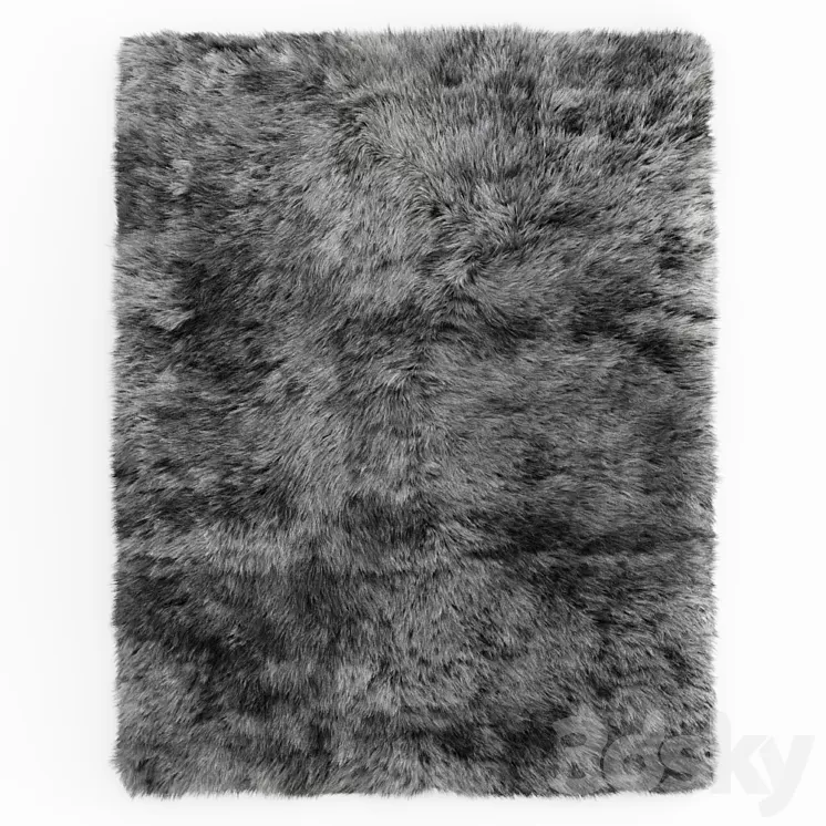 Shaggy Sheepskin Gray Rug 3D Model