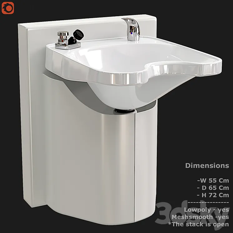 Shampoo Bowl Hair Sink E140 3D Model Free