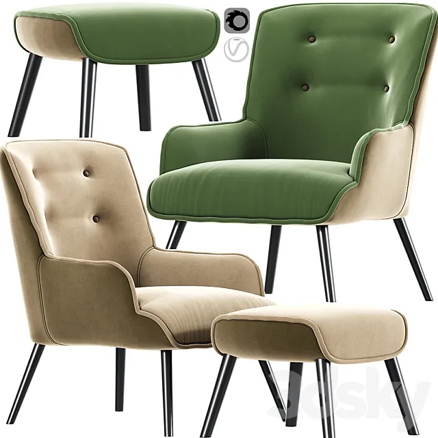 Shangri-La Milla Armchair And Ottoman 02 Free Download