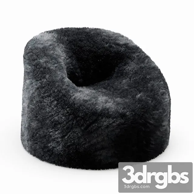 Sheepskin beanbag gray 2 3D Model Free