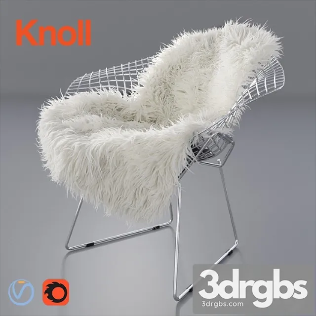 Sheepskin on bertoia diamond chair by knoll 2 3D Model Download