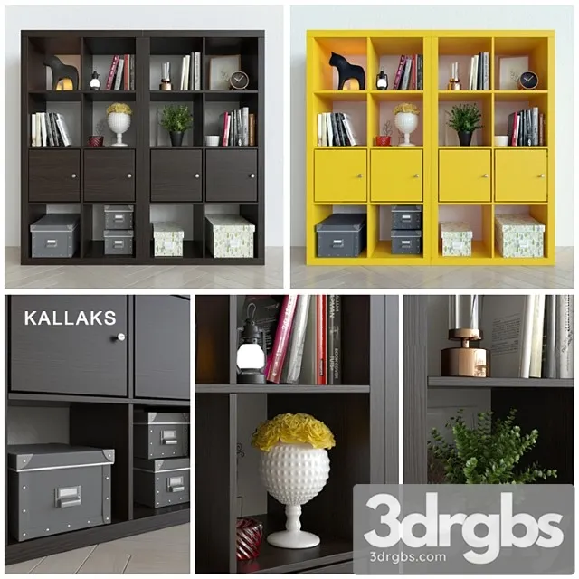 Shelf Ikea Kallax Kallax With Decor 3D Model Free