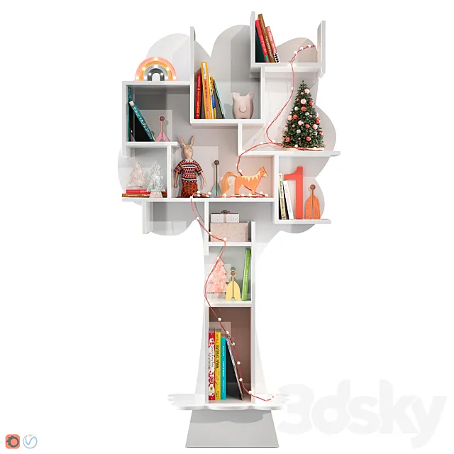 Shelf in the nursery with decor 3D Model