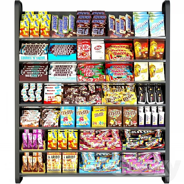 Shelf in the supermarket with sweets. Chocolate Free Download