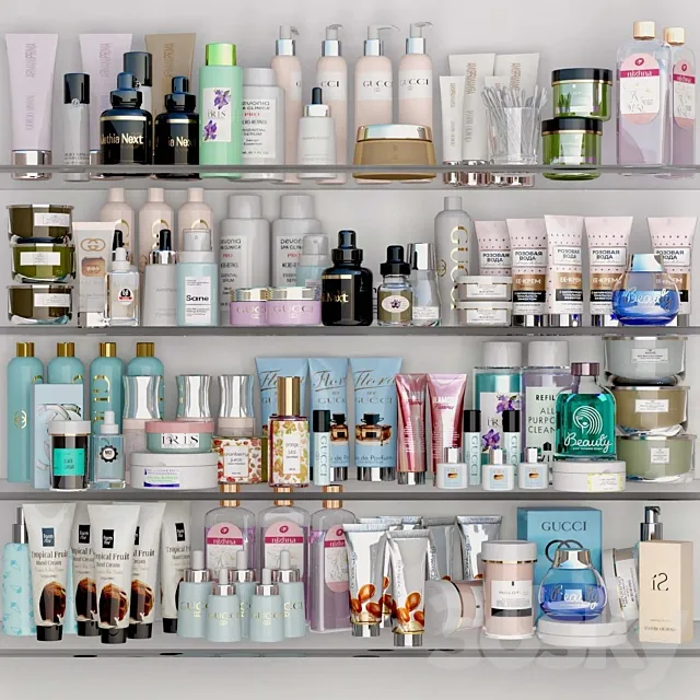 Shelf with cosmetics for beauty salons or shops. Makeup 39 3D Model