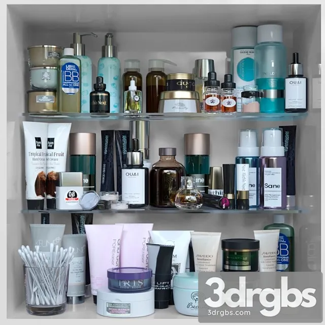 Shelf with cosmetics in a beauty salon or store 3D Model Free