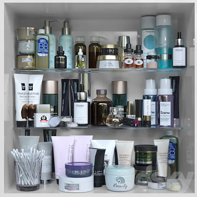 Shelf with cosmetics in a beauty salon or store 3D Model