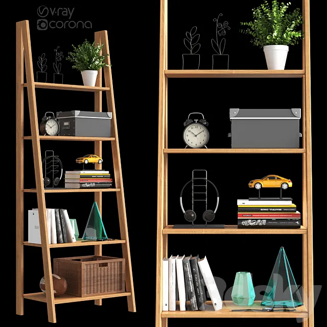 Shelf with decor 3D Model