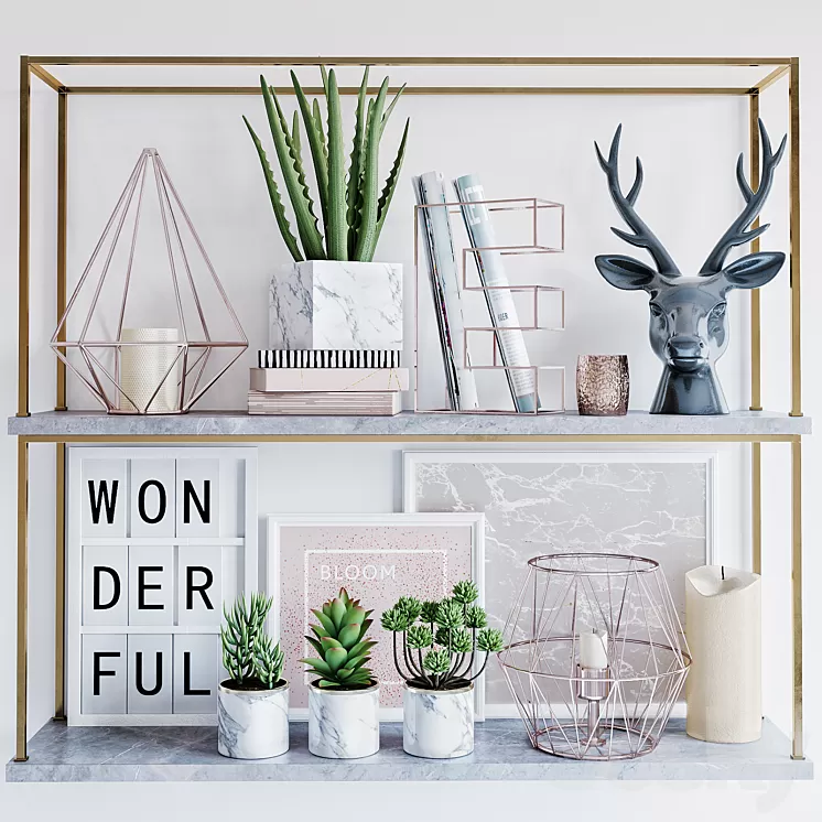 Shelf with decor 3D Model