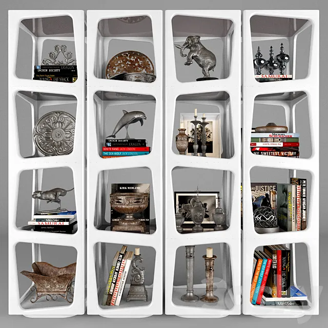 Shelf with decorative set 3D Model