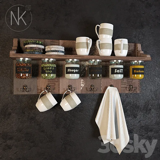 Shelf with spices 3DModel