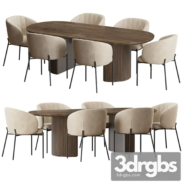 Shell Back Dining Chair And Moon Table 3D Model Free