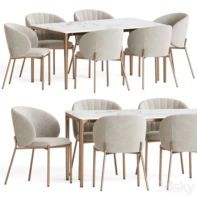 Shell Chair Canto Table Dining Set 3D Model