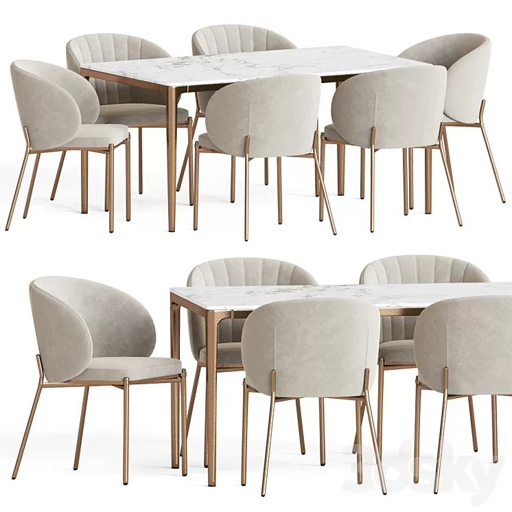 Shell Chair Canto Table Dining Set 3D Model Free