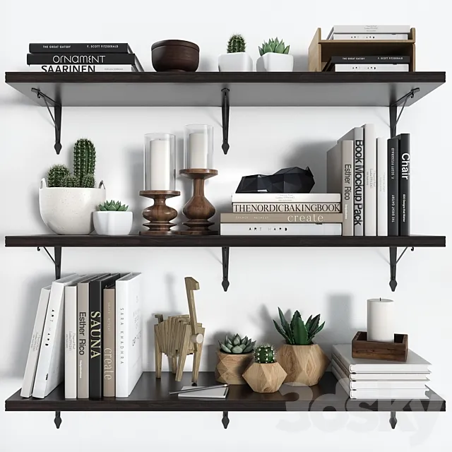 Shelves BERGSHULT _ KROKSGULT (IKEA) with decorative filling 3D Model