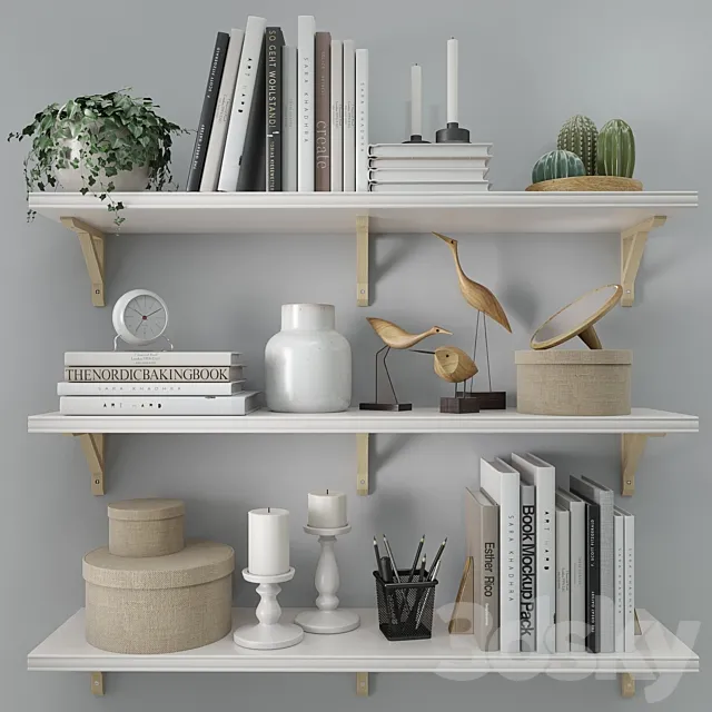 Shelves Bergshult _ Sandshult (ikea) with Decorative Filling 3DModel