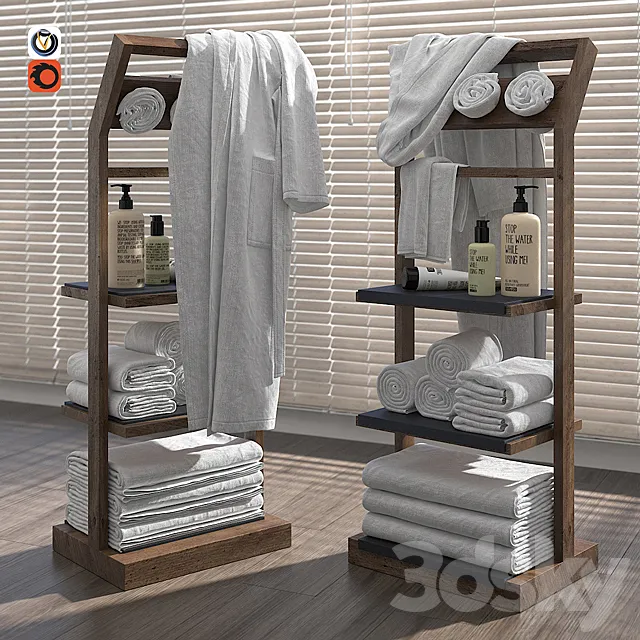 Shelves for bathroom Gunter wooden v2 3DModel