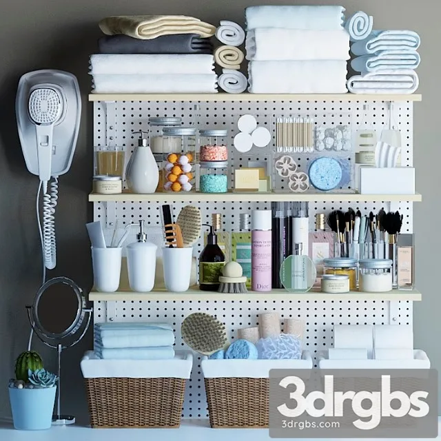 Shelves For Bathroom With Decor 3D Model Free