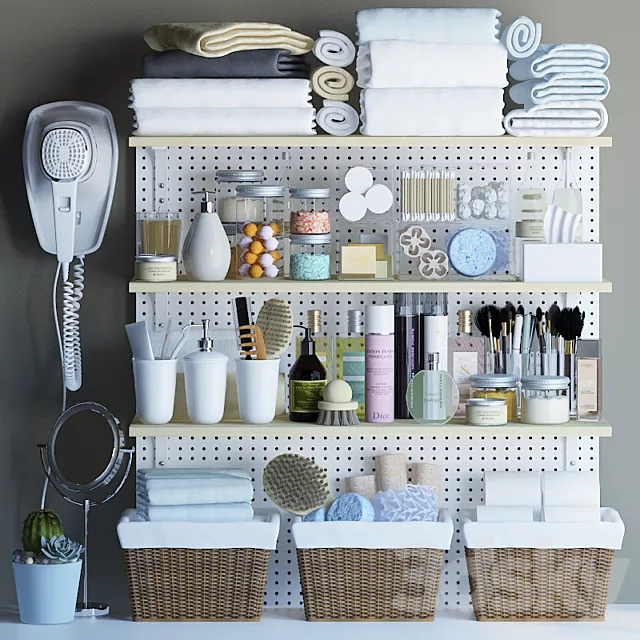 Shelves for bathroom with decor 3DModel