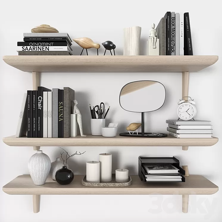 Shelves LISABO (IKEA) with decorative filling 3D Model