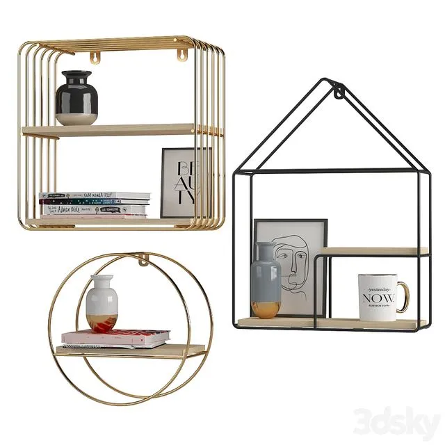 Shelves set 1 3D Model