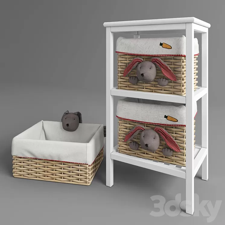 Shelves with baskets 3D Model