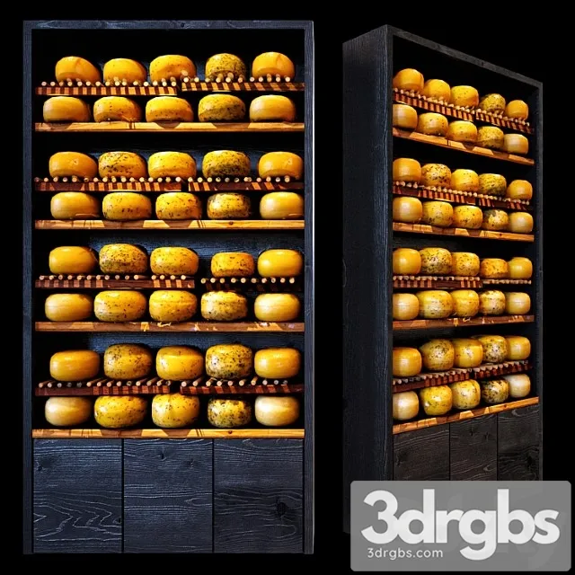 Shelves with cheese 3D Model Free