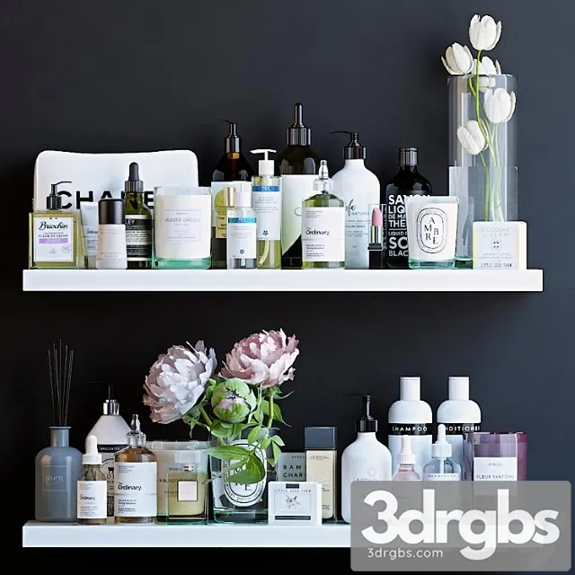 Shelves With Cosmetics and Decor For The Bathroom 2 3D Model Free