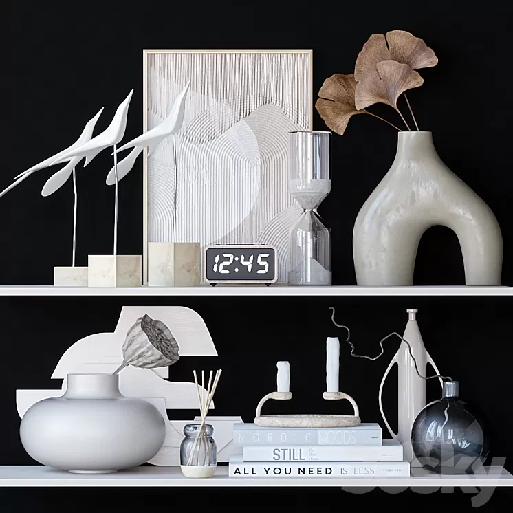 Shelves with decor 3D Model Free