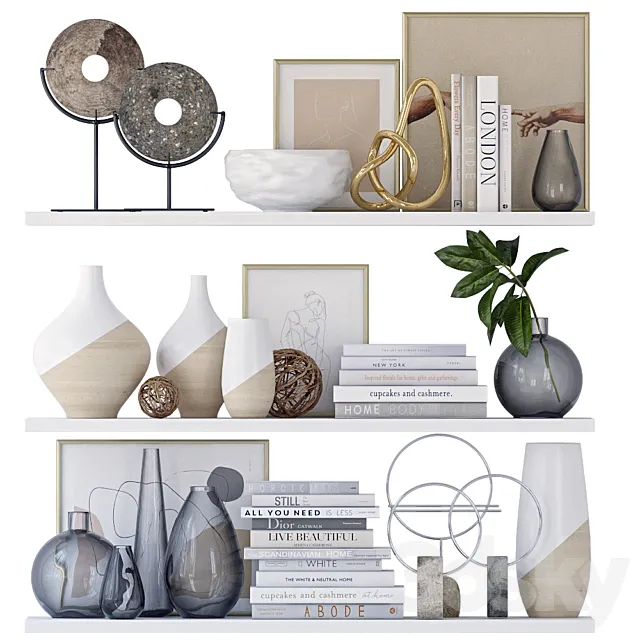 Shelves with decor 3D Model