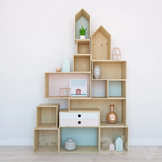 Shelves with decor 3D Model