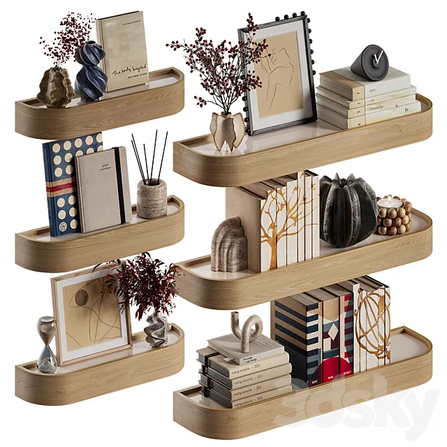 Shelves with decorative set 3D Model