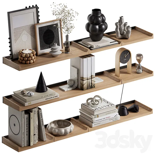 Shelves with decorative set 3D Model