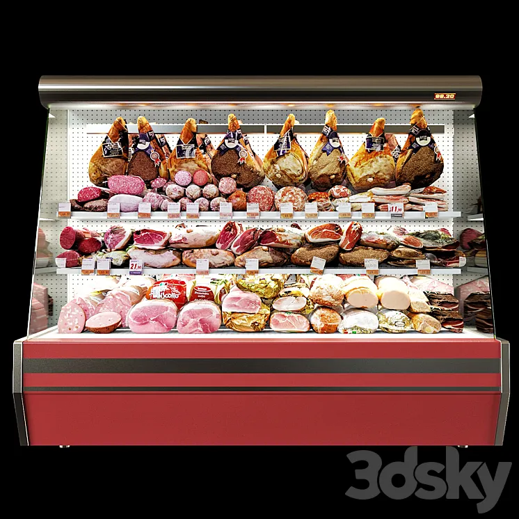 Shelves with meat 3D Model Free