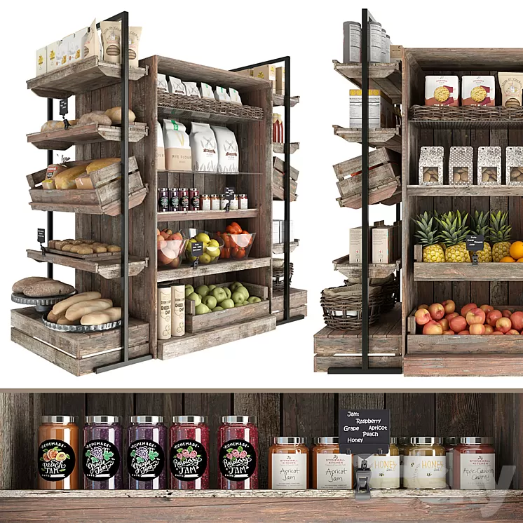 Shelves with products 3D Model